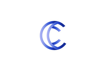 CC or C Initial Letter Logo with Blue Gradient Concept with Line Style. Suitable for Business or Technology Logo