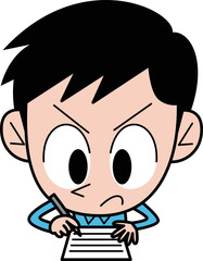 一生懸命書く男性