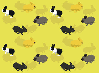 Animal Easter Rabbit Side View Running Set 3 Character Seamless Wallpaper Background