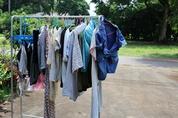 clothes drying in the wind
