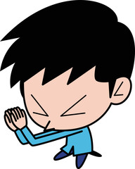 両手を合わせてお願いをする男性