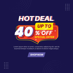 Fototapeta premium Hot deal 40%. Number special discount sign template design
