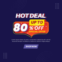 Hot deal 80%. Number special discount sign template design