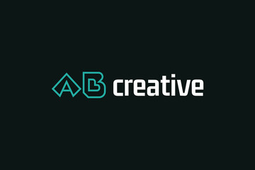 Modern and Minimal Initial A and B Logo Design with Outline Style. AB Initial Logo. Suitable for Business or Technology Logo