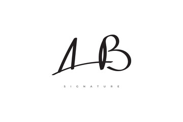 Simple and Minimalist Initial A and B Logo Design with Handwriting Style. AB Signature Logo