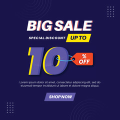 Big sale 10%. Number special discount sign template design