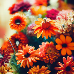 Obraz premium Different beautiful flowers. Panorama of colorful summer flowers. Beautiful bouquet of flowers. Close up of wedding flowers
