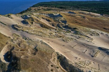 Aerial view of dead dunes in Curonian spit National park, Lithuania