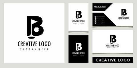 initial letter B golf logo design template with business card design