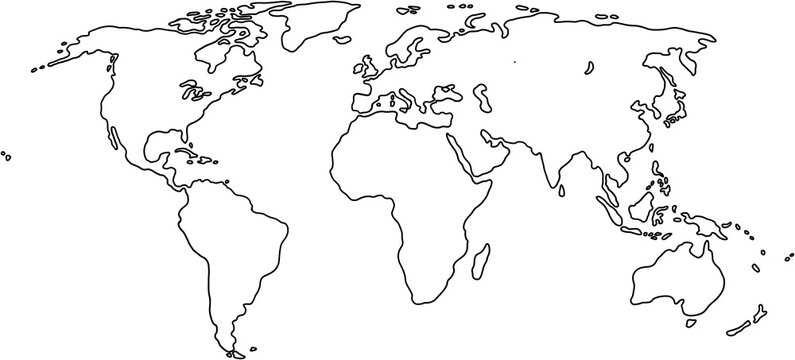 Fototapeta doodle freehand drawing of world map.