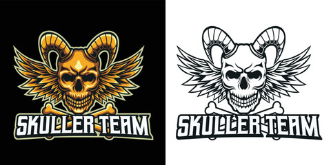 Skull devil esport logo mascot design © Dominico