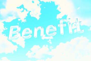 青空に浮かぶBenefitの立体文字