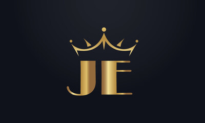 King crown logo design vector and extra bold queen symbol with letters 