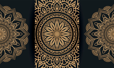 luxury ornamental background in gold color Luxury Gorgeous ethnic card, cover, invitation card, anniversary card Mandala with floral patterns design