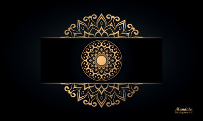 luxury ornamental background in gold color Luxury Gorgeous ethnic card, cover, invitation card, anniversary card Mandala with floral patterns design