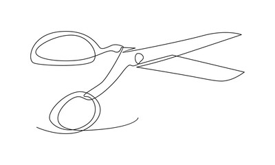 Continuous Line of Vector scissors icon