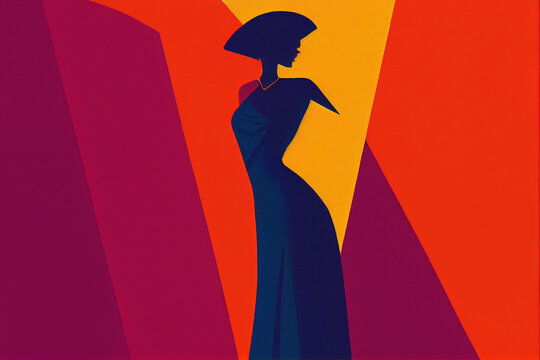 Colorful Art Deco Figure Creative Silhouette Illustration