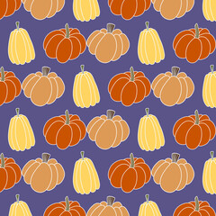 seamless pumpkin pattern illustration hand drawn, colourful background 