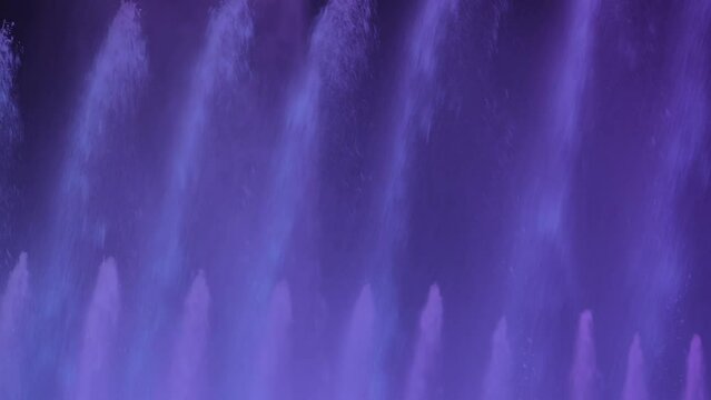 Close-up. Musical fountain in Tashkent. Fountain jets.