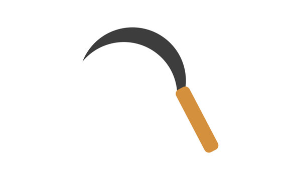 recommend clip art: Garden sickle flat icon for web. Simple sickle sign vector design. Wooden handle sickle web icon isolated on white background. Mini scythe clipart logo. Gardening tools concept
