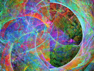Creación de arte digital imaginario compuesto de trazos aleatorios serpenteantes sobre un fondo oscuro en lo que parece ser el planeta perdiendo su energía vital. © Pedroml