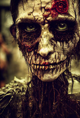 A portrait of a zombie girl.