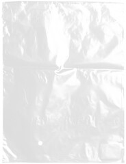 plastic transparent cellophane bag on white background. The texture looks blank and shiny. The...