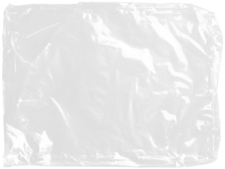 plastic transparent cellophane bag on white background. The texture looks blank and shiny. The plastic surface is wrinkly and tattered making abstract pattern.
