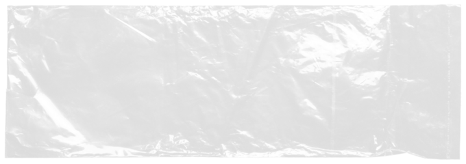plastic transparent cellophane bag on white background. The texture looks blank and shiny. The plastic surface is wrinkly and tattered making abstract pattern.