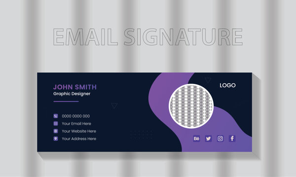 Professional Unique Email Signatures Template, Modern and minimalist Corporate vector Design layout