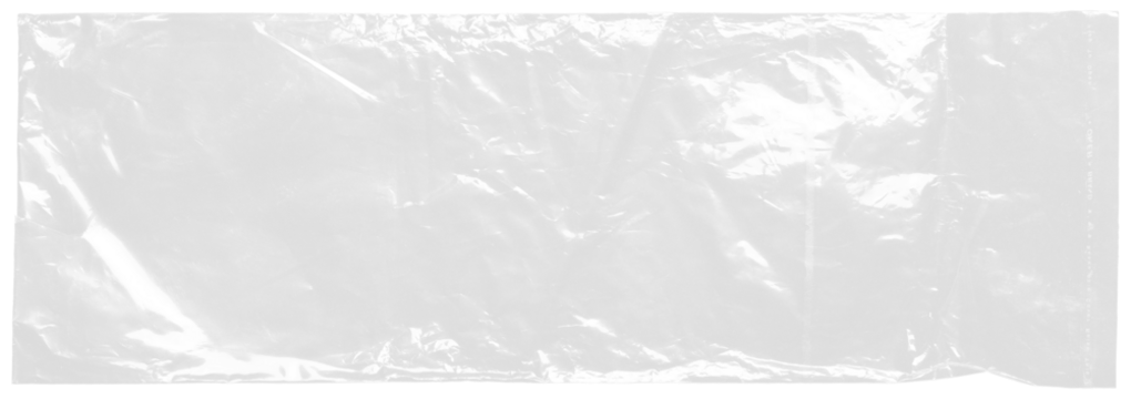 plastic transparent cellophane bag on white background. The texture looks blank and shiny. The plastic surface is wrinkly and tattered making abstract pattern.
