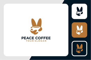 coffee logo design with peace and cup or cafe