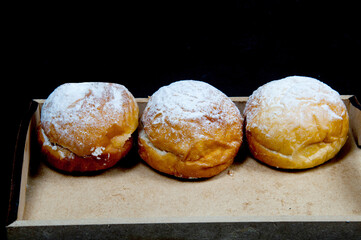 Delicious cake with black background