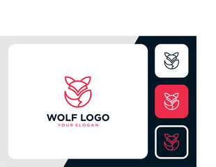 wolf logo design with line art