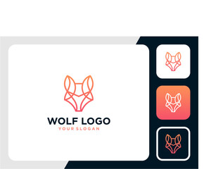 wolf logo design with line art