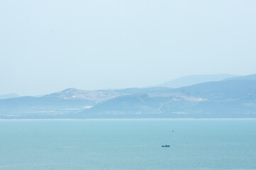 Fototapeta na wymiar Views of the Gulf of Tunis, in the Mediterranean, from Byrsa, Carthage, Tunisia