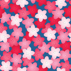 Japanese Colorful Cherry Blossom Vector Seamless Pattern