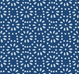 Japanese Dot Flower Vector Seamless Pattern