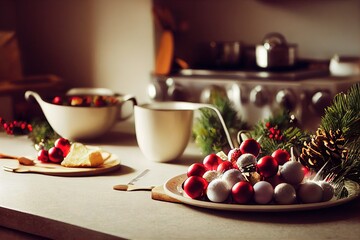 kitchen at christmas holiday season