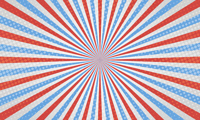 Fototapeta premium Vintage Retro sunburst with red and blue bright colors background perfect for poster wallpaper and backdrop