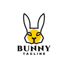 illustration of a bunny head in a line art style. for any business related to pet, bunny, rabbit