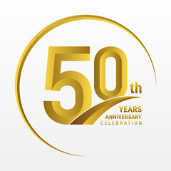 50th Anniversary Logo, Logo design for anniversary celebration with gold color isolated on white background, vector illustration