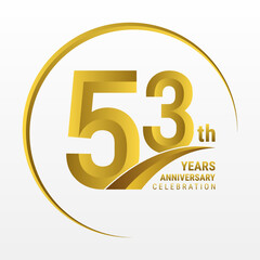 Obraz premium 53th Anniversary Logo, Logo design for anniversary celebration with gold color isolated on white background, vector illustration