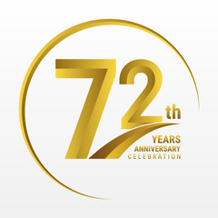 72th Anniversary Logo, Logo design for anniversary celebration with gold color isolated on white background, vector illustration