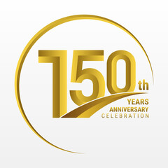 150th Anniversary Logo, Logo design for anniversary celebration with gold color isolated on white background, vector illustration