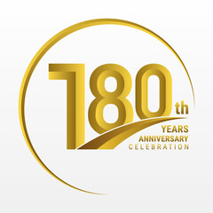 180th Anniversary Logo, Logo design for anniversary celebration with gold color isolated on white background, vector illustration
