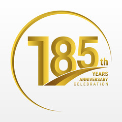 185th Anniversary Logo, Logo design for anniversary celebration with gold color isolated on white background, vector illustration