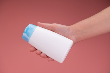 Blank Label Shampoo Bottle in Hand