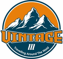 Fototapeta na wymiar logo vintage mountain travelling world