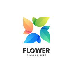 Vector Logo Illustration Flower Gradient Colorful Style.